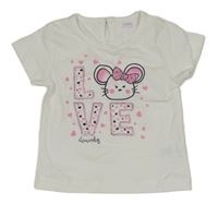 Bílé tričko s nápisem a myškou 