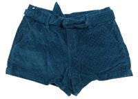 Petrolejové puntíkaté manšestrové kraťasy s páskem Okaidi