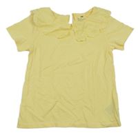 Žluté tričko s límečkem s madeirou H&M