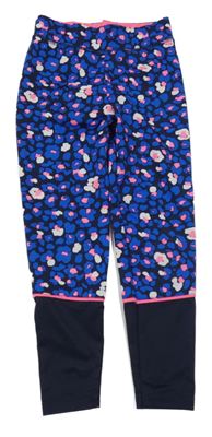 Černo-modro-růžovo-bílé sportovní legíny s leopardím vzorem Ergeenomixx