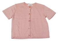 Růžová třpytivá svetrová propínací vesta H&M