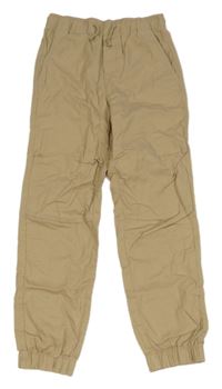 Béžové plátěné cuff kalhoty H&M