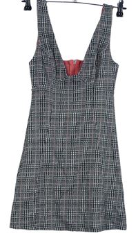 Dámské černo-růžové kostkované minišaty zn. Topshop 