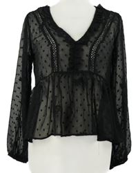 Dámská černá vzorovaná šifonová peplum halenka Stradivarius 