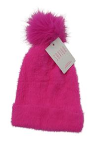 Nové - Dámská neonově růžová chlupatá čepice s bambulí Savida 