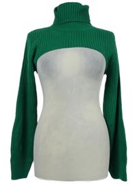 Dámský zelený žebrovaný crop svetr s rolákem H&M