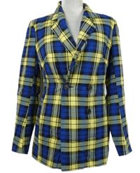 Dámský modro-žlutý kostkovaný blejzr Primark 