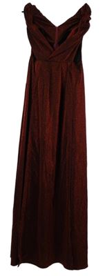 Dámské karmínové třpytivé dlouhé plesové šaty s rozparky 