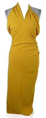 Dámské okrové společenské midi šaty Moosta 