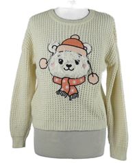 Dámský smetanový svetr s medvídkem FB Sister 