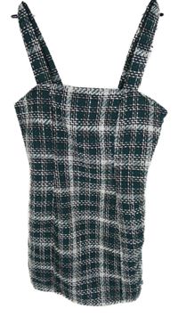 Dámské petrolejovo-černo-bílé kostkované pltené minišaty Primark 