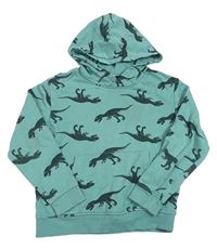 Modrá mikina s dinosaury a kapucí H&M