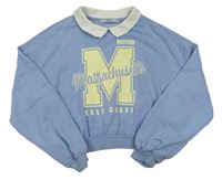 Modrá crop mikina s písmenem a límečkem H&M
