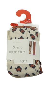 Nové- 2x punčocháče s leopardím vzorem béžové+ rezavé Primark