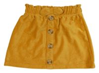Žlutá sametová sukně s knoflíčky 