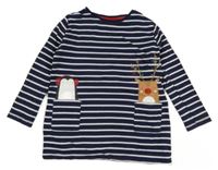 Tmavomodré pruhované bavlněné šaty s obrázky zn. F&F