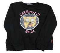 Černá mikina s kočkou z překlápěcích flitrů 