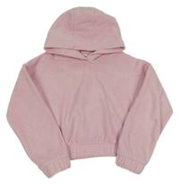 Světlerůžová fleecová crop mikina s kapucí M&S