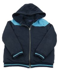Tmavomodro-modrá zateplená propínací mikina s kapucí Pepperts