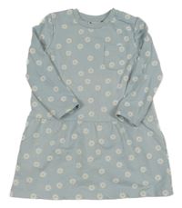 Světlemodré květinové teplákové šaty Pocopiano