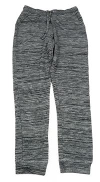 Šedo-černo-stříbrné úpletové kalhoty H&M