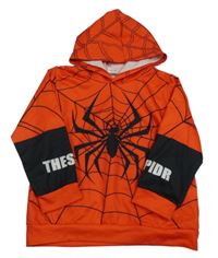 Červeno-černá lehká mikina se Spidermanem a kapucí