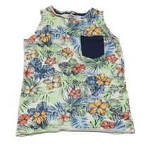 Bílé tílko s listy s květinami Dopodopo