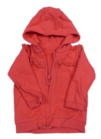 Malinová propínací mikina s madeirou a kapucí George