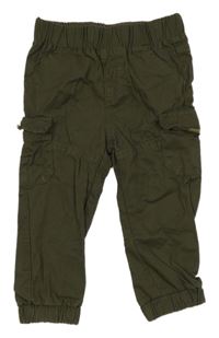 Khaki plátěné cauff cargo kalhoty ZEEMAN 