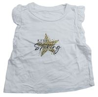 Bílé triko s hvězdou a volánky 