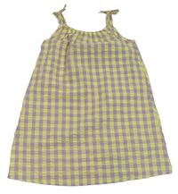 Citronovo-lila kostkované krepové šaty Nutmeg