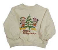 Světůebéžová oversize mikina s Mickeym a Minnie zn. Disney