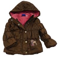 Hnědá šusťáková zimní bunda se srnkou a kapucí Lupilu