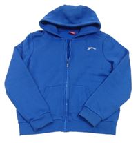 Safírová propínací mikina s logem a kapucí Slazenger