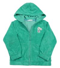 Zelená froté propínací mikina s duhou a kapucí M&S