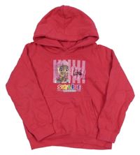 Fuchsiová mikina s potiskem a kapucí