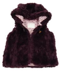Lila kožešinová podšitá vesta s kapucí Nutmeg