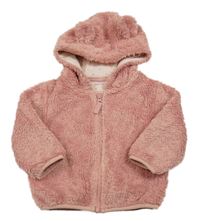 Růžová chlupatá propínací mikina s kapucí Next