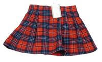 Nové - Červeno-tmavomodrá kostkovaná vlněná sukně Tu