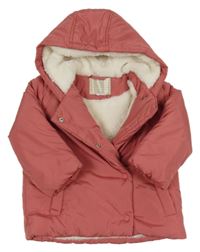 Růžová šusťáková zimní bunda s kapucí John Lewis