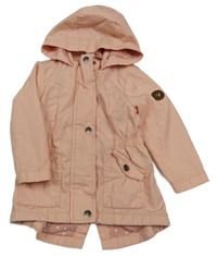 Světlerůžová plátěná jarní parka s kapucí Topolino