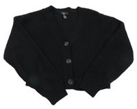 Černý žinylkový propínací crop svetr New Look