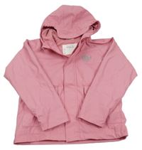 Růžová nepromokavá jarní bunda se srdíčkem a kapucí 