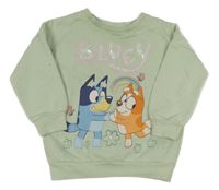 Zelenkavá mikina s Bluey a flitry George