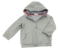 Šedá pogumovaná jarní bunda s kapucí Topomini