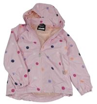 Světlerůžová puntíkatá šusťáková jarní funkční bunda s kapucí Reima