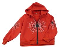 Červená propínací mikina s pavoukem a kapucí Shein