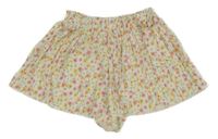 Smetanovo-barevné květované plisované sukňové kraťasy zara
