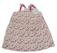 Bílo-barevné květované bavlněné šaty s motýly Ergee