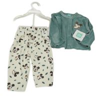 Nové - 2set - Zelená plyšová propínací mikina s Mickeym + tepláky Disney